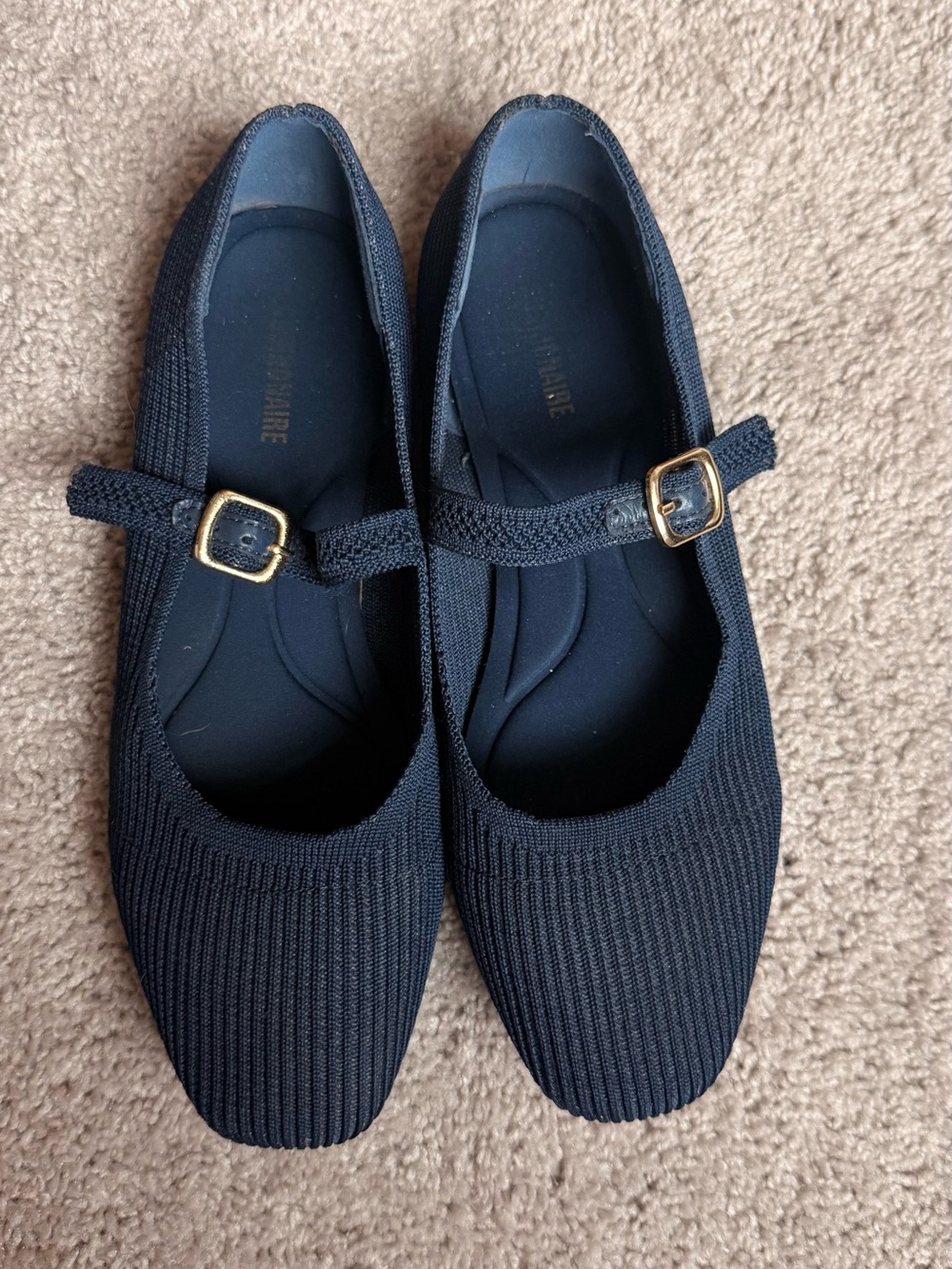 Comfort Knit Mary Jane Flats - Black